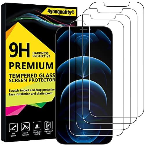 Image of 4youquality [4-Pack Screen Protector for iPhone 12 Pro Max (6.7-Inch), Tempered Glass Film, [LifetimeSupport][Anti-Scratch][Anti-Shatter]