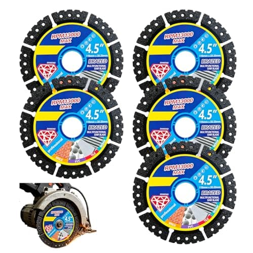 Image of 5Pcs Lozlin Cutting Disc, 115mm Diamond Cutting Disc for Angle Grinders to Tile, Concrete, Metal, PVC, Marble & Granite, Precision Saw Blades for Clean Cuts & Heavy Duty Grinder Discs