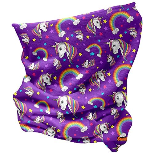 Image of Girls Unicorn and Rainbow Multifunctional Snood scarf hat (Purple, One Size)