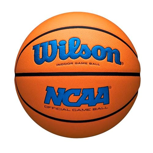 Image of Wilson NCAA Evo NXT Official Indoor Game Basketball - Royal/Orange, Size 7-29.5"