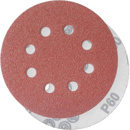 Image of YoiYee 60 Grit Sanding Discs Pads, 8 Holes, 125mm/5-inch Hook and Loop Quick Change Sandpaper Sheet Compatible with Black and Decker Random Orbital Sander, 20 Pack