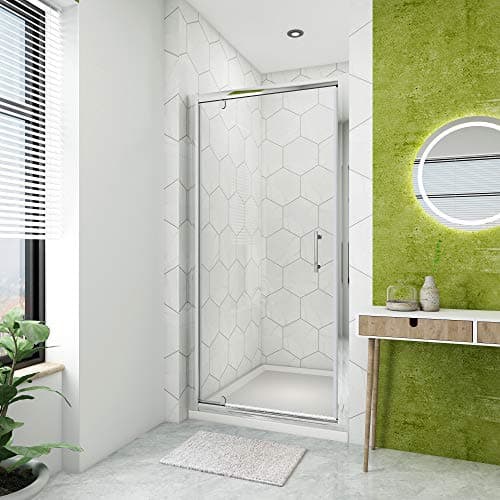 Image of ELEGANT 760mm Pivot Hinge Shower Door 6mm Safety Glass Reversible Shower Enclosure Cubicle
