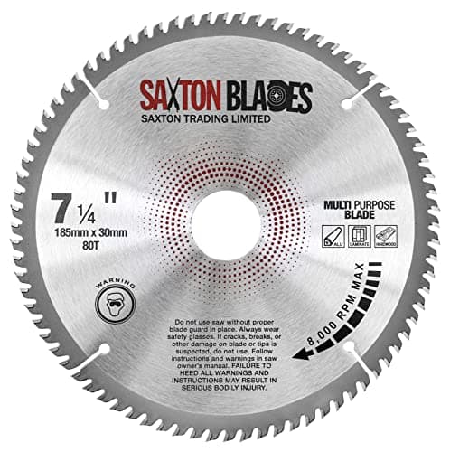 Image of TCT18580TTCG Saxton TCT Circular Saw Blade 185mm x 80T x 30mm Bore (16, 20, 25mm and 25.4mm ring) Aluminium Laminate Hardwood