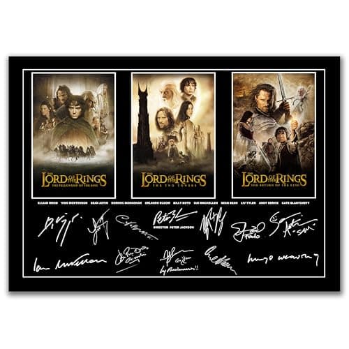 Image of The Lord of the Rings Trilogy A4 Poster with Cast Signatures, Movie Wall Art, Unframed Print