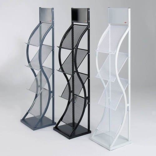 Image of Linno A4 BLACK WAVE LITERATURE BROCHURE DISPLAY STAND MAGAZINE RACK FOR RECEPTION SHOWROOM
