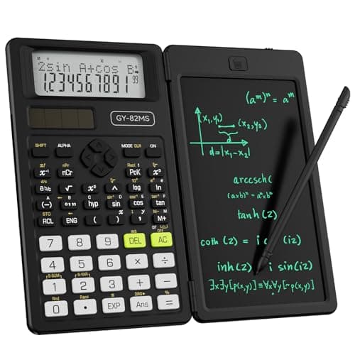 Image of Upgraded 82MS Plus Scientific Calculator, ROATEE Professional Scientific Calculators with Erasable LCD Writing Tablet, Solar and Battery Dual Power,Desktop Calculator with Notepad for Office, School