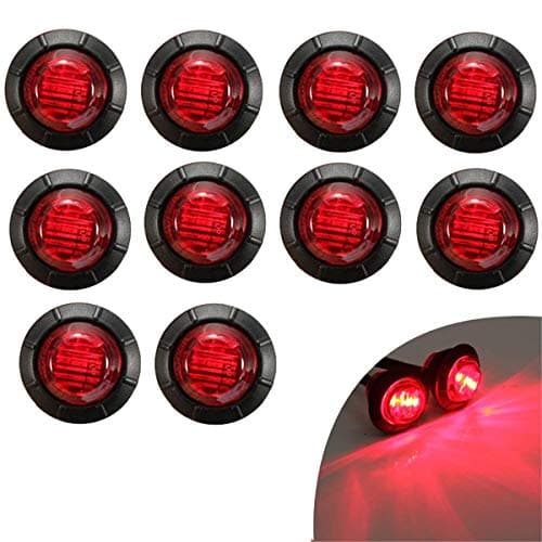 Image of KYYET 10 Pcs 3/4 Inch Mount LED Rear Side Marker Indicator Lights for Trucks, Traile,Cab Marker, RV Marker,Marine Led Utility Strip Light for Boats,Taillight Brake Stop Lamp12V (Red)