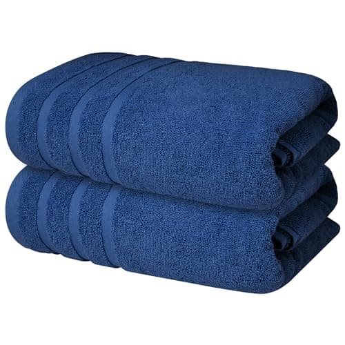 Image of Infinitee Xclusives Bath Towels Set of 2 (70x140 cm) – 100% Soft Ring-Spun Cotton, Ultra Soft & Highly Absorbent Towels for Spa, Gym, Hotel & Everyday Bathroom Use |Tranquil Navy|