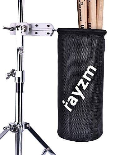 Image of Rayzm Drum Stick Bag Holder, Nylon Mallet/Brush/Beater Stick Holder with Aluminum Clamp for Drum Kit & Music Stand (1.5-3cm Diameter Pole), UP to 12 Pairs of Sticks