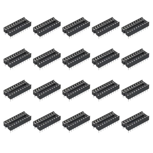 Image of sourcing map 24Pcs DIP IC Chip Socket Adapter 7.62mm Row Pitch 20 Pin IC Assortment Kit 2.54mm/0.1" Pitch for Breadboard Project, PCB Board Design