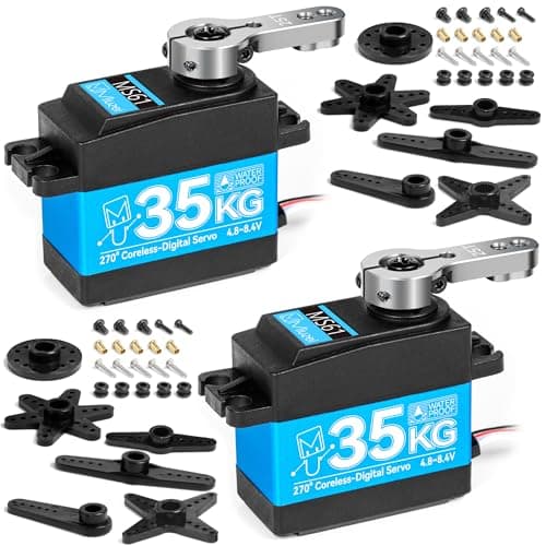 Image of Miuzei Servo 35kg 270° RC Coreless Motor Digital Servo Waterproof Metal Gear Motor Stainless Steel Gear Car 1/8 1/10 Robot Arm Aeroplane 8.4V High Speed Torque Steering Servo with Cable 25T Horn