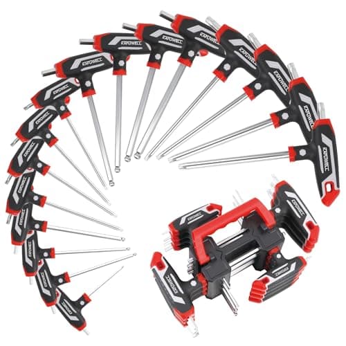 Image of KAFUWELL 14pcs Hex Key and Torx Key Set T Handle Metric Hex H2-H10 Torx Key TX10-TX50 for DIY Easy Home Repairs Car Bike with Storage Stand