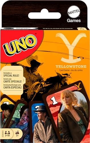 Image of Mattel Games UNO Yellowstone Card Game for Children, Adults, Families & Parties with Deck & Special Rule Inspired by the TV Show