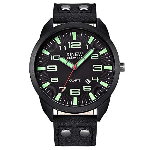 Image of Analog Quartz Watches Date Watch Men's Leather Business Wrist Casual Men's Watch Diving Watches for Men (A, One Size)