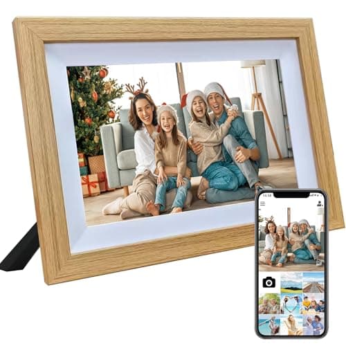 Image of Veidoo 10.1 inch Smart Cloud Burlywood Digital Picture Frame, 1280x800 IPS Touch Screen, for Families, Digital Photo Frame Built in 32GB Memory, Share Moments via Frameo App(Burlywood)