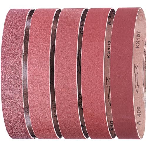 Image of EffektWerk - Sanding Belts - 68.6x5 cm, 15 pcs - 80/120/150/240/400 Grit Aluminium Oxide Sander Papers - Woodworking, Metal Polishing/Sharpening, Paint Refinishing - Assorted Sandpaper Belts