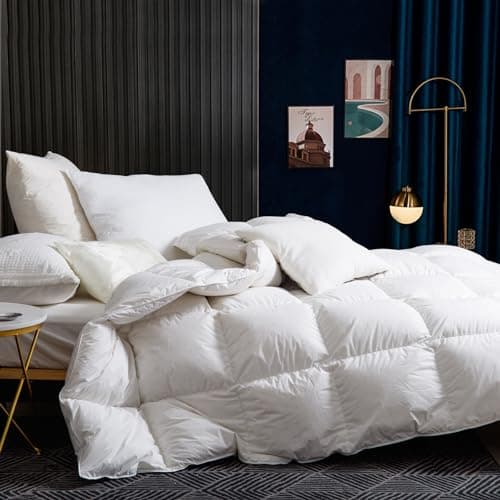 Image of BedFabtasy Luxury Double Size Duvet 13.5 Tog Goose Feathers Down Duvet, Heavyweight|600TC 100% Cotton Cover & Down Proof Fabric|Hotel Quality Double Quilt with 8 Corner Tabs|Machine Washable