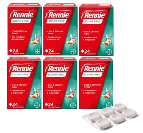 Image of Rennie Sugar Free - Fast & Effective Relief for Heartburn & Indigestion - 144 Chewable Tables (6 Pack of 24 Tables)