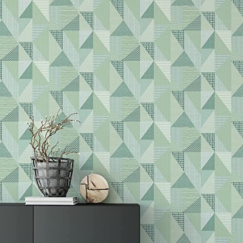 Image of Catherine Lansfield Larsson Geo Wallpaper Green