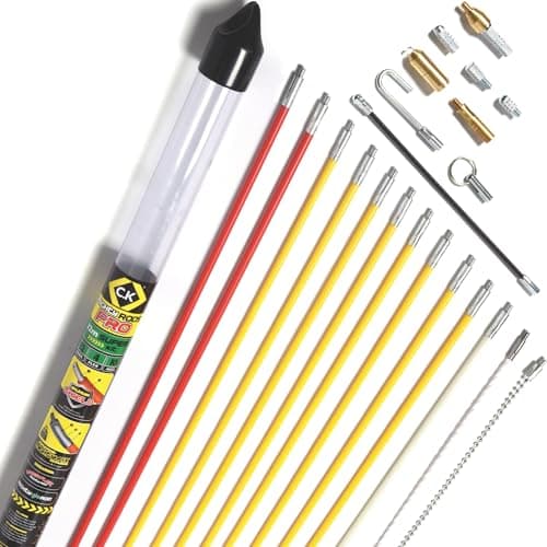 Image of C.K MightyRods Pro 12m Cable Rods Super Kit, 100% Splinter Proof, 4 Rod Flexibilities, Electric Wire Puller, Cable Installation Access Fishing Tool, Electrical Fish Tape, Electricians Tools, CK T5422