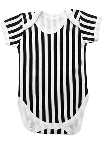 Image of Baby Moo's Beetle Striped Baby Grow | Unisex Cool Beetlejuice Horror Movie Inspired Baby Bodysuit - Alternative Goth New Baby & Parents Gifts UK (3-6 months)