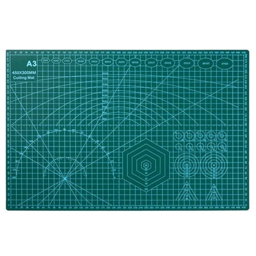 Image of YIKUBO Cutter Mat, A3 Size, Double-Sided Printing, Self-Repairing,Craft Cutting Mat with Grid Lines Fixed, Non-Slip, for Plastic Model Tools, A3 Mat, 45 * 30cm*3mm Green