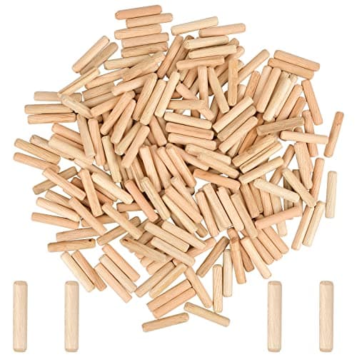 Image of ZYFC 200PCS Wooden Dowels, 6mm x 30mm Hardwood Pins, Twill Fluted Grooved Plugs for Furniture Woodwork
