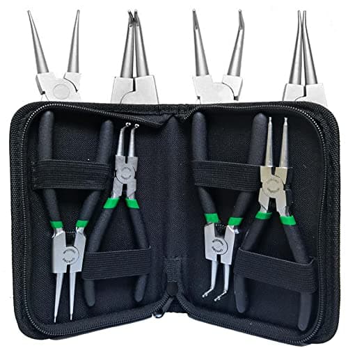 Image of 6" inch Circlip Pliers Set 4pcs Heavy Duty Internal/External Snap Ring C Clip Pliers Kit for Ring Remover Retaining and Remove Hoses, Storage Case Included