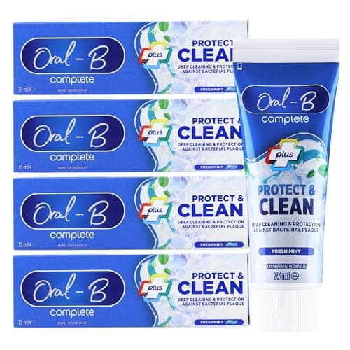 Image of OralB Complete Protect & Clean Fresh Mint Toothpaste 75ml – Deep Cleaning & Protection Against Bacterial Plaque – 4-Pack