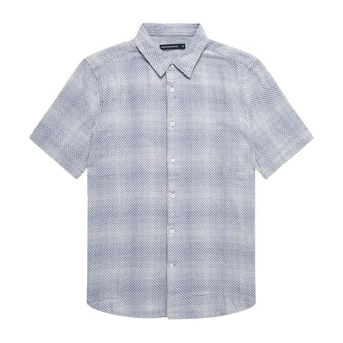 Image of French Connection Berrow Dobby Cotton Short Sleeve Shirt Medium (White)