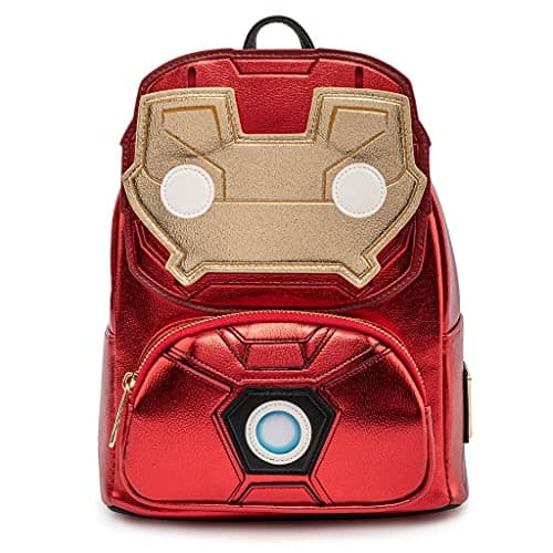 Image of Loungefly x Marvel Iron Man Light Up Mini Backpack Metallic Leather