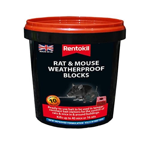 Image of Rentokil PSMR42 Rat and Mouse Weatherproof Blocks, Black, 11.5 x 11.5 x 11.5 cm
