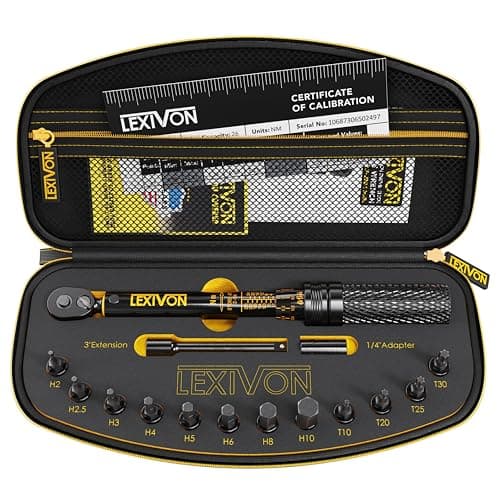 Image of LEXIVON Bike Torque Wrench Set 15 Pieces, 1/4 Torque Wrench with 72-Tooth Gear, Dual Direction Click Type 2~26 Nm / 17.7~230.1 in-lb (LX-191)