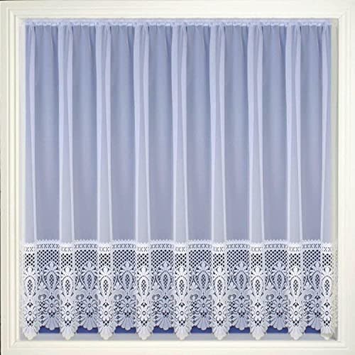 Image of Maple Textiles White Heavy Victorian Lace Macrame Panel Net Curtain Cut to Width Sold per Metre (100cm) (36''(91cm)Drop) (MT/TT/BN)