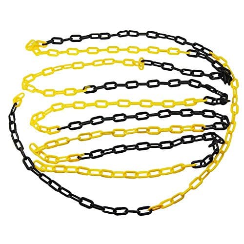 Image of TOPWAY Plastic Chain Barrier 50 Meters 6mm x 50m High Visibilty Black and Yellow Plastic Link Chain for Warning Safety Parking Space, Crowd Control, Traffic, Queuing Line 363085