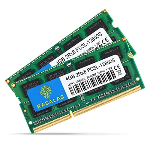 Image of Rasalas 8GB Kit (2x4GB) PC3-12800 DDR3L 1600MHz SODIMM, 4GB DDR3 1600 2Rx8 PC3L-12800S 1.35V 204-Pin CL11 Dual Rank Laptop RAM Memory