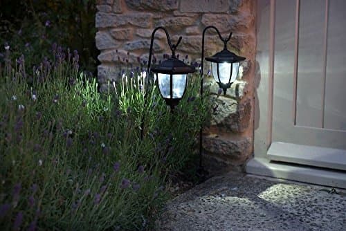 Image of Smart Garden 2 x Solar Outdoor Garden Coach Lantern Lights With Shepherds Hooks