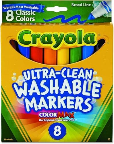 Image of Crayola Ultra-Clean Washable Markers, Broad Line, 8 Count