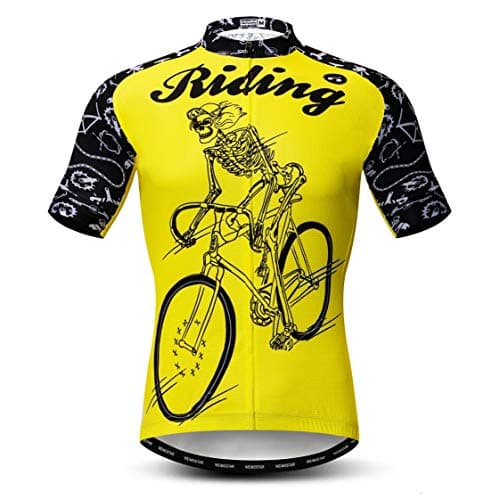Image of Cycling Jersey Men Bike Clothing Bicycle Jersey topMountain Road MTB Jersey Shirt Short Sleeve Team Sports Wear Yellow Riding Size L