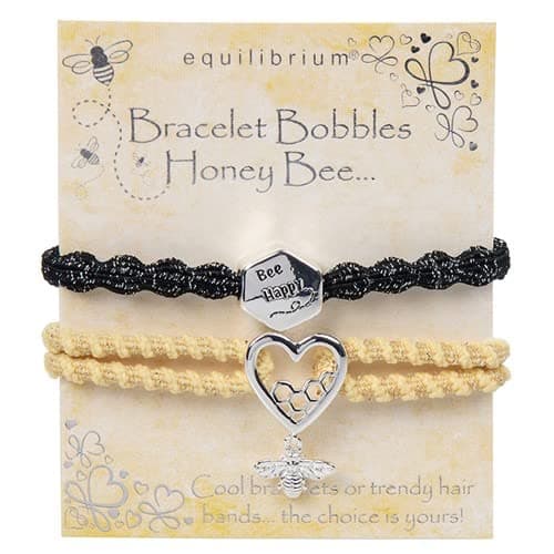 Image of Equilibrium Set of 2 Bobble Bracelets With Silver Plated Charm - Bee Happy