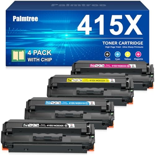 Image of Palmtree 415X with Chip Compatible for HP 415X 415A Toner Cartridge Multipack for HP Color Laserjet Pro MFP M479dw M479fdw M454dw M454dn M479fdn M479fnw W2030X W2030A 4-Pack Black Cyan Yellow Magenta