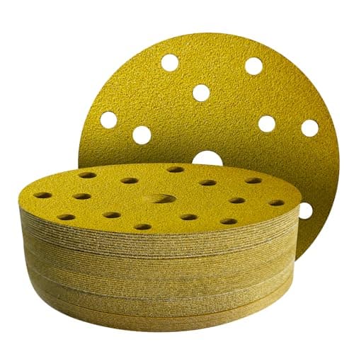 Image of GZKTY 50Pcs 150mm Sanding Discs - Professional Grit 80 Sanding Discs - 15 Hole for Random Orbital Sander - Aluminium Oxide Abrasive Car Dry Sanding Sand