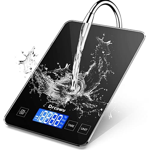 Image of Drcowu Large Kitchen Food Scales, Digital Weighing Scale for Baking and Cooking, 15kg/33lb Electronic Kitchen Scales with 1g/0.1oz accuracy, Grams and Oz, Backlight LCD, Black