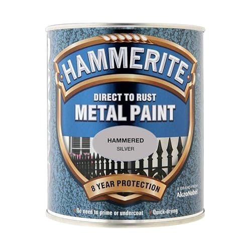 Image of Hammerite 5092957 Direct to Rust Metal Paint - Hammered Silver Finish 750ML