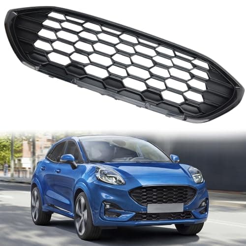 Image of Gloss Black Honeycomb Front Bumper Grille For Ford Puma ST-Line 2019-2025, Center Main Grill 2384163 L1TB-8B271-DUK