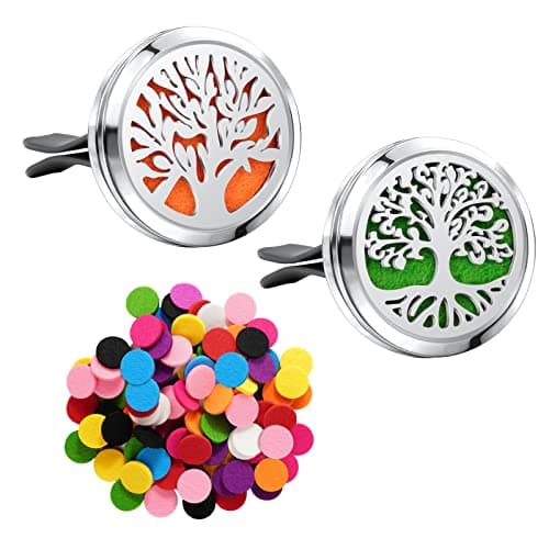 Image of Vicloon Car Aromatherapy Essential Oil Air Freshener 2pcs Vent Clip with 50 Refill Felt Pads for Office or Other Places