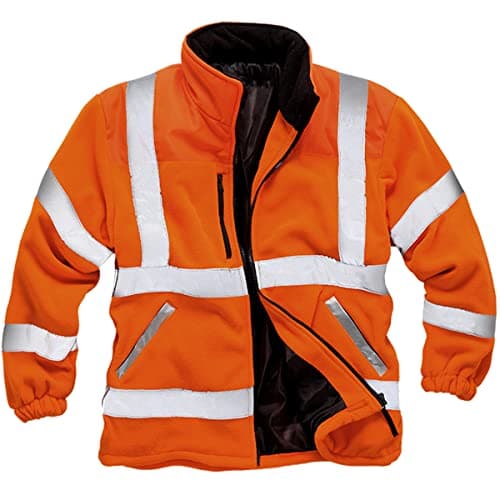 Image of DURUS WORKWEAR Mens Premium Safety Hi Vis Polyester Lined Reflective Safety Security Work Fleece Jacket