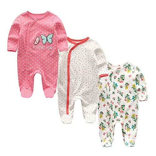 Image of MAMIMAKA Baby Rompers Pajamas Cotton Jumpsuit Boys Girls Sleepsuit Long Sleeve Footed Bodysuits One-Piece Outfits