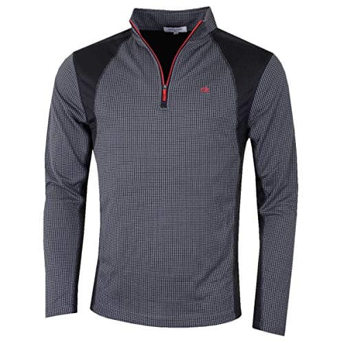 Image of Calvin Klein Mens Micro Grid Half Zip Mid Layer - Slate/Red - XL