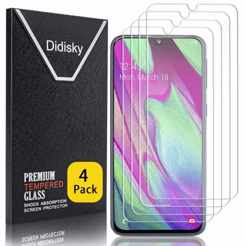 Image of Didisky Tempered Glass Screen Protectors for Samsung Galaxy a40, [ 4 Pack ] Anti-Scratch, 9H Hardness,Bubble-Free, HD Clarity, Anti Scratch, Easy to install